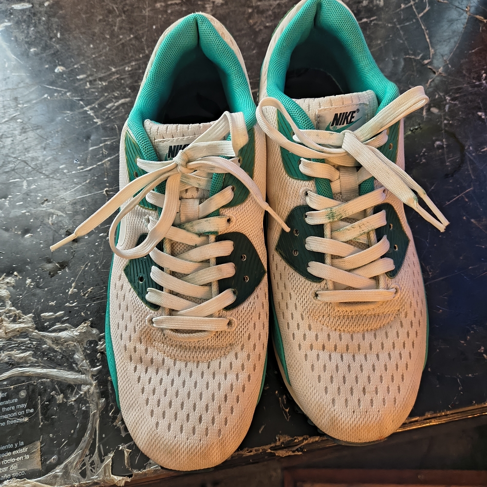 Nike White and Teal Athletic Shoes